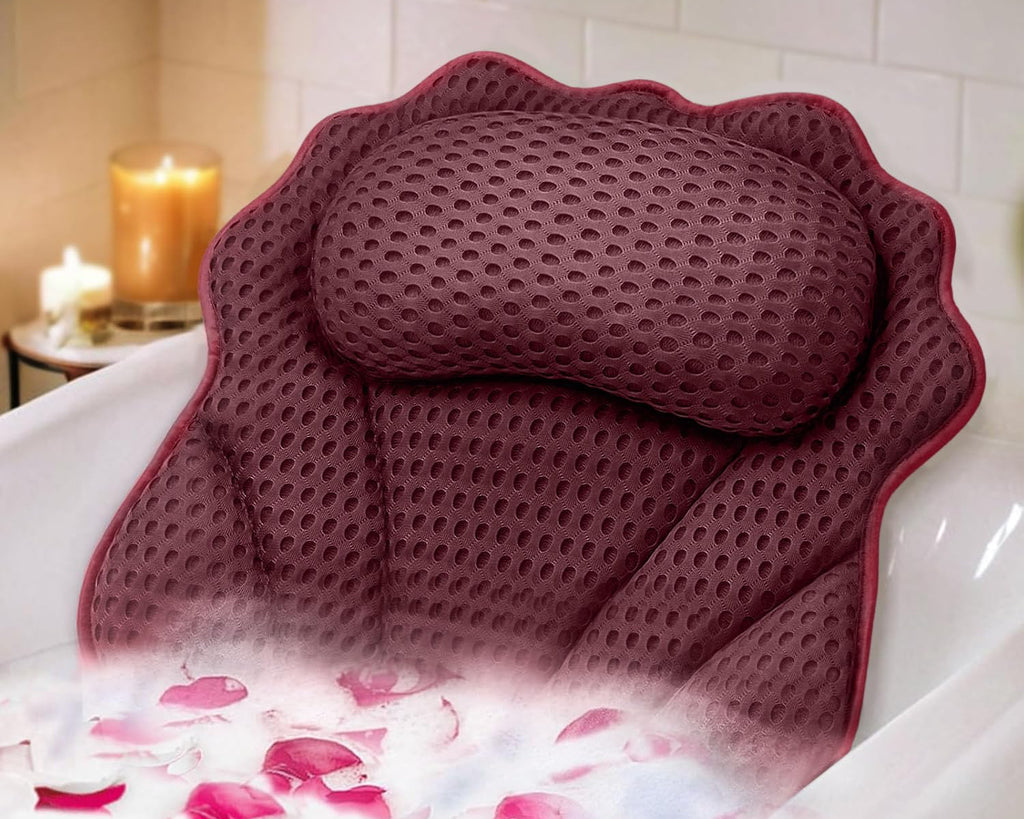 Bath Pillow RUVINCE Ergonomic Luxury Bathtub Pillow with Head,Neck, Shoulder and Back Support, 4D Bath Pillows for tub with 6 Powerful Suction Cups, Fits All Bathtub