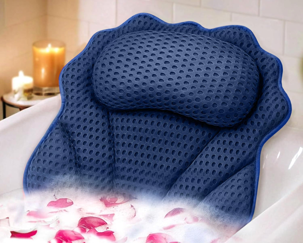 Bath Pillow RUVINCE Ergonomic Luxury Bathtub Pillow with Head,Neck, Shoulder and Back Support, 4D Bath Pillows for tub with 6 Powerful Suction Cups, Fits All Bathtub