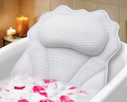 Bath Pillow RUVINCE Ergonomic Luxury Bathtub Pillow with Head,Neck, Shoulder and Back Support, 4D Bath Pillows for tub with 6 Powerful Suction Cups, Fits All Bathtub