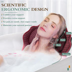 Bath Pillow RUVINCE Ergonomic Luxury Bathtub Pillow with Head,Neck, Shoulder and Back Support, 4D Bath Pillows for tub with 6 Powerful Suction Cups, Fits All Bathtub Red
