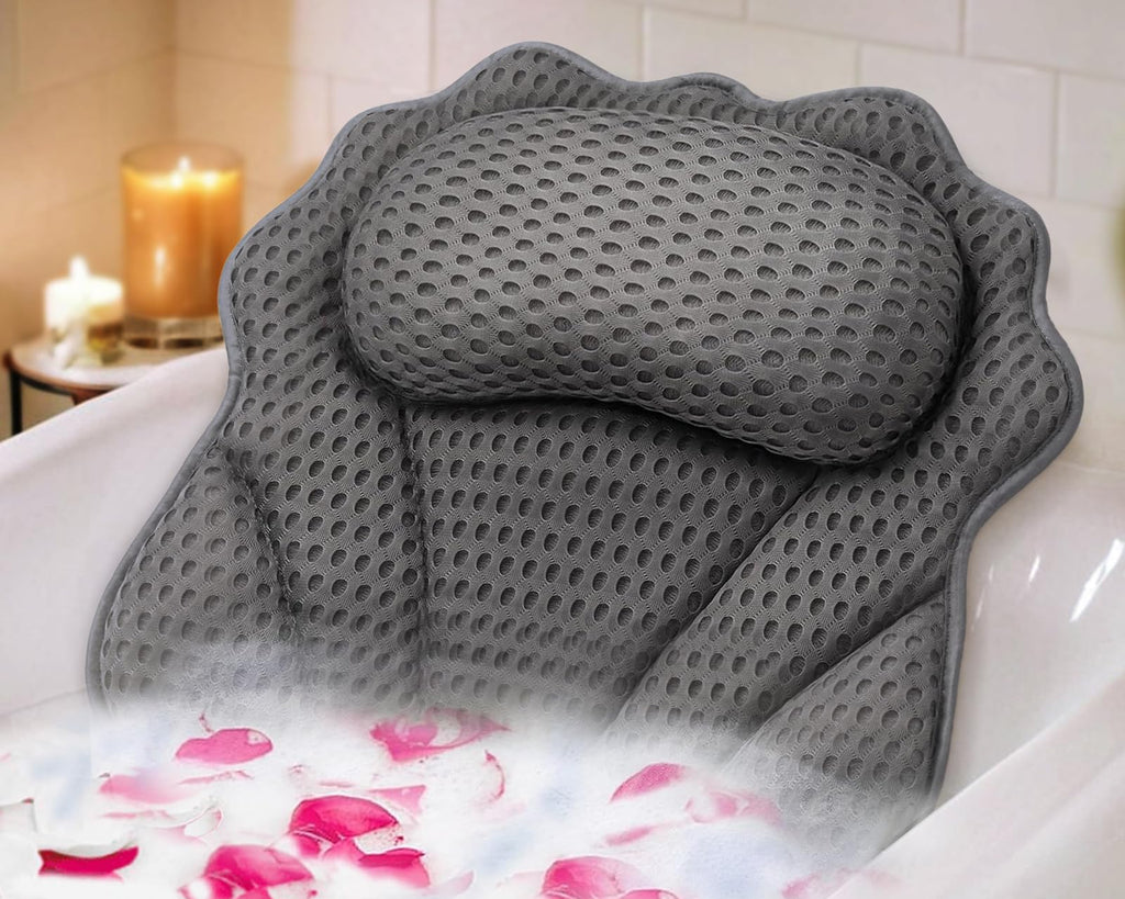 Bath Pillow RUVINCE Ergonomic Luxury Bathtub Pillow with Head,Neck, Shoulder and Back Support, 4D Bath Pillows for tub with 6 Powerful Suction Cups, Fits All Bathtub